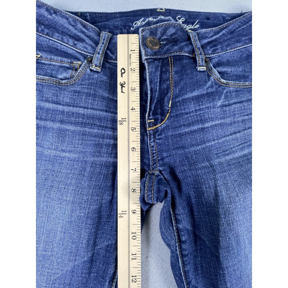 American Eagle Jeans Womens 2 Skinny Kick Super Stretch Low Rise Flare Denim - Picture 5 of 10